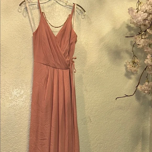 David's Bridal | Dresses | Davids Bridal Peach Wrap Maxi Dress | Poshmark